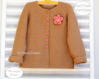 Children's Sweater Knitting Pattern # 258, Cardigan Jacket Knitted Pattern
