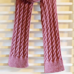 Knit Cabled Scarf Pattern, Knitted Scarf Pattern, Toddler Children Adult Sizes, Knitting Pattern 263