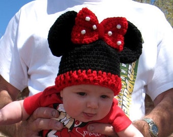 Crochet Pattern 098 | Baby Minnie Mouse Hat | Mickey Mouse Hat