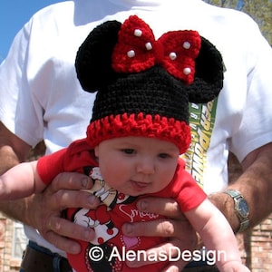 Crochet Pattern 098 | Baby Minnie Mouse Hat | Mickey Mouse Hat