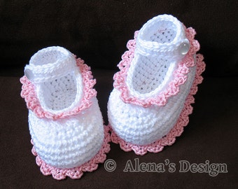 Crochet Booties Pattern 077, Baby Girl Slippers, Mary Jane Shoes, White Newborn Bootie, Baby Boy Pattern, Shower Gift