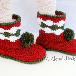 Children&#39;s Christmas Pom-Pom Boots | Crochet Pattern 066