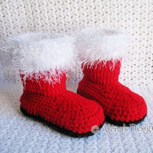 Toddler Santa Booties | Crochet Pattern 108 | US Kid's Sizes 5, 6-7, 8, 9-10