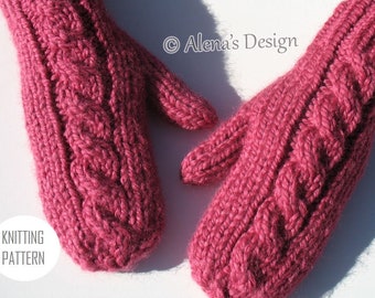 Cabled Mittens For All in seven sizes Knitting Pattern 202 Toddler Child  Teen Adult Children Girls Boys Women Men Winter Christmas Gift