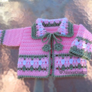 Crochet Pattern 045 Baby Sweater Cardigan Blossom Baby Jacket Coat Baby ...