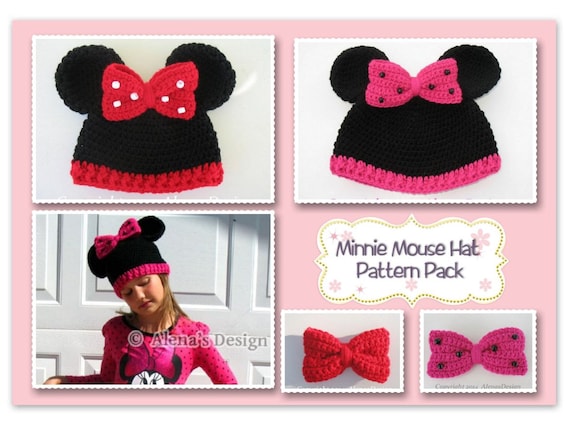 Pattern Pack Minnie Mouse Hat ALL sizes Crochet Patterns