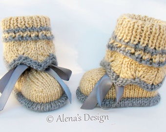 Baby Booties Knitting Pattern 185, Knit Slipper Pattern, Knit Shoes Pattern, Baby Boys Pattern, Knit Baby Pattern