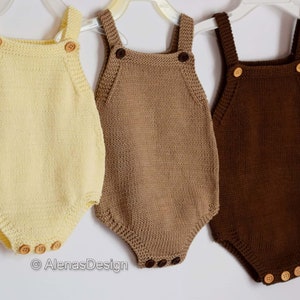 Basic Baby Romper Knitting Pattern #264, Knit Jumpsuit in five sizes 0-24 months, Baby Onesies Bodysuit Tutorials