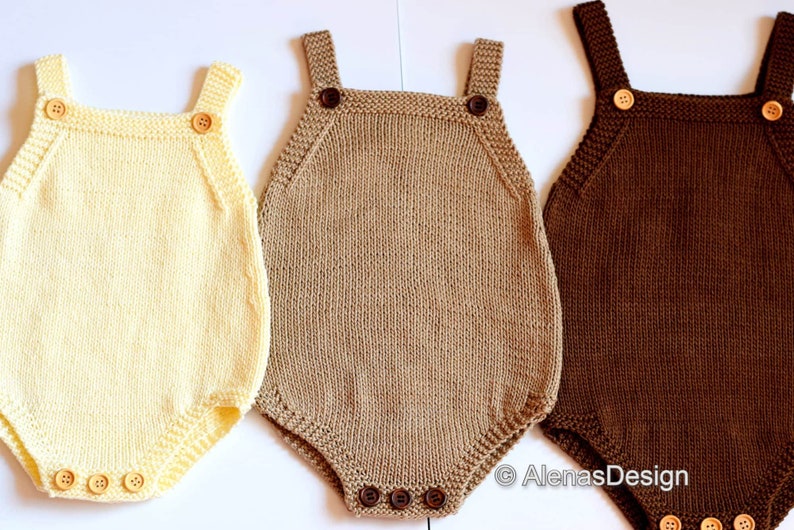 Knitting Pattern #264 for Baby Romper, Knit Jumpsuit in Five Sizes 0-24 ...