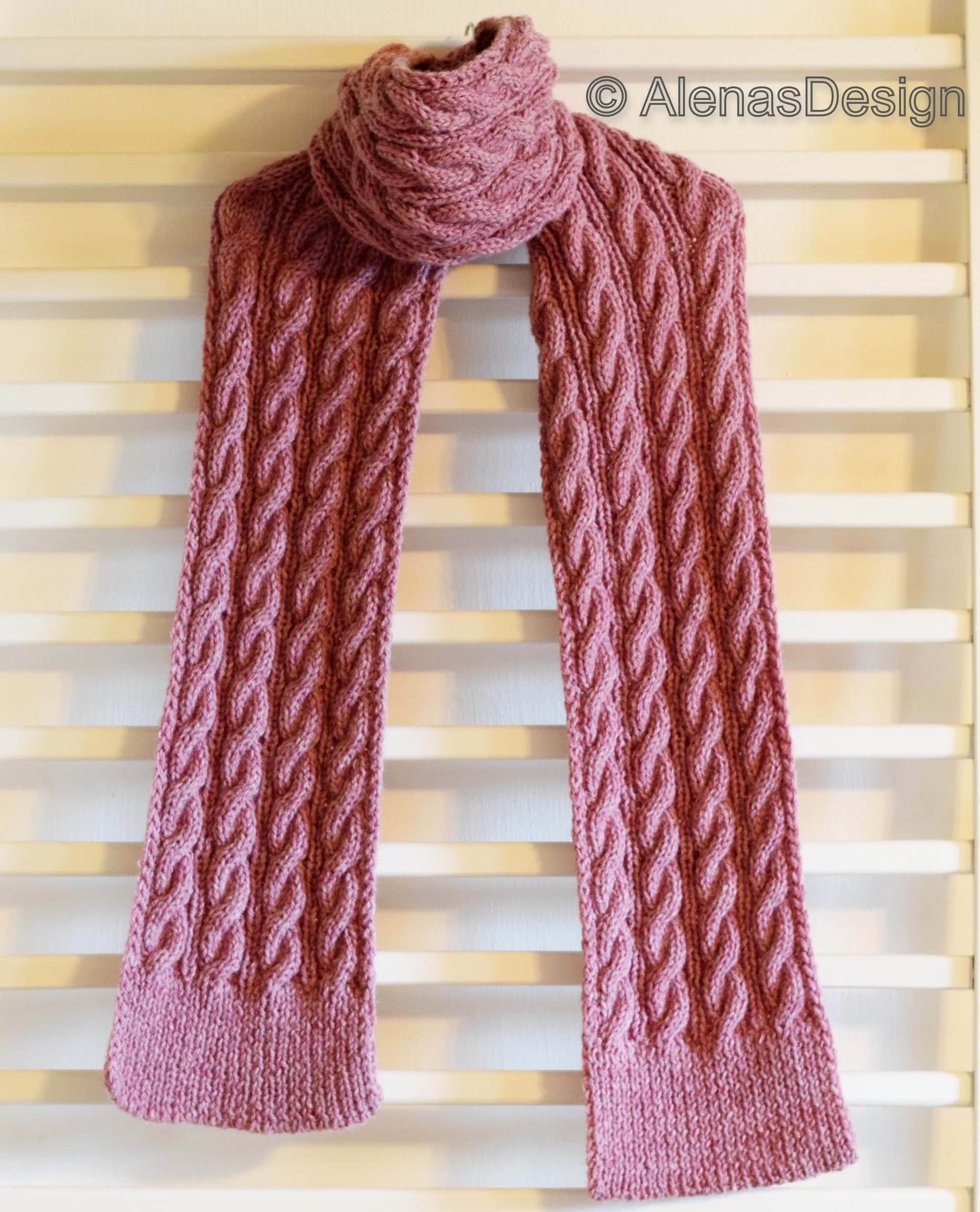 Knit Cabled Scarf Pattern, Knitted Scarf Pattern, Toddler