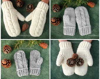 Kids Mittens Crochet Pattern 247 Children's Mittens Cabled Mittens Crochet Glove Pattern