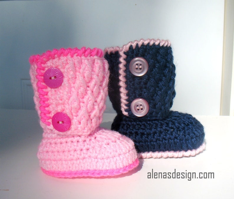 Crochet Pattern 091 TwoButton Baby Booties Baby Booties Baby Etsy