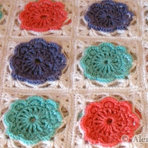 Crochet Pattern 152 Granny Square Crochet Flower Motif Crochet Afghan Block Crochet Blanket Pattern Pillow image 2