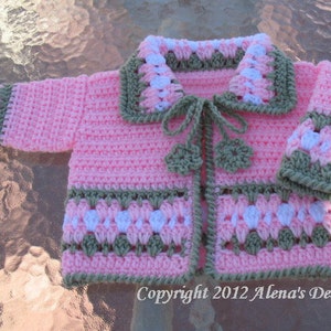 Crochet Pattern 045 Blossom Baby Jacket 3, 6, 12, 24 months Baby Jacket Toddler Sweater Baby Girl Doll Winter Sweater Cardigan Coat image 6