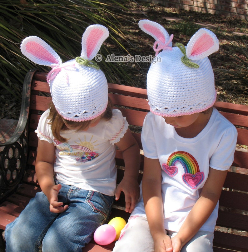 Crochet Pattern 012 Bunny Hat Pattern Baby Girl Baby Boy Toddler Child Hat with Bunny Ears White Beanie Easter Spring Christmas Gift image 4