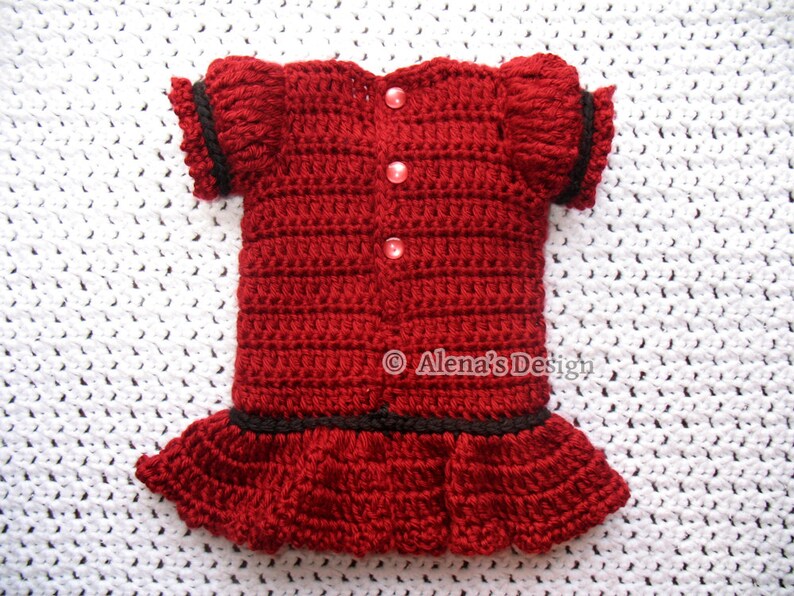 Crochet Pattern 151 Holiday Doll Dress American Doll Crochet Patterns 18 inch Dolls Outfit Clothing Red Doll Dress Christmas Gift for Girl image 5