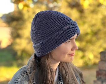 Knit Beanie Pattern, Ribbed Hat, Knit Hat Pattern, Men's Knit Hat, Slouchy Beanie Pattern, Baby Toddler Child Women, Knitting Pattern 255