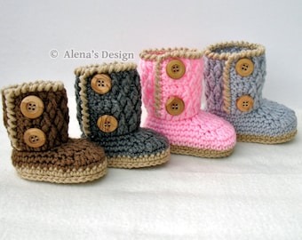 Two-Button Baby Booties Crochet Pattern 091 from Newborn to 12 months Crochet Bootie Pattern Buttoned Slippers Baby Shower Gift