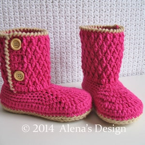 Crochet Pattern 114 Two-Button Children's Boots Crochet Boot Pattern Crochet Patterns Crochet Slipper Pattern Winter Boots