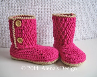 Crochet Pattern 114 Two-Button Children's Boots Crochet Boot Pattern Crochet Patterns Crochet Slipper Pattern Winter Boots