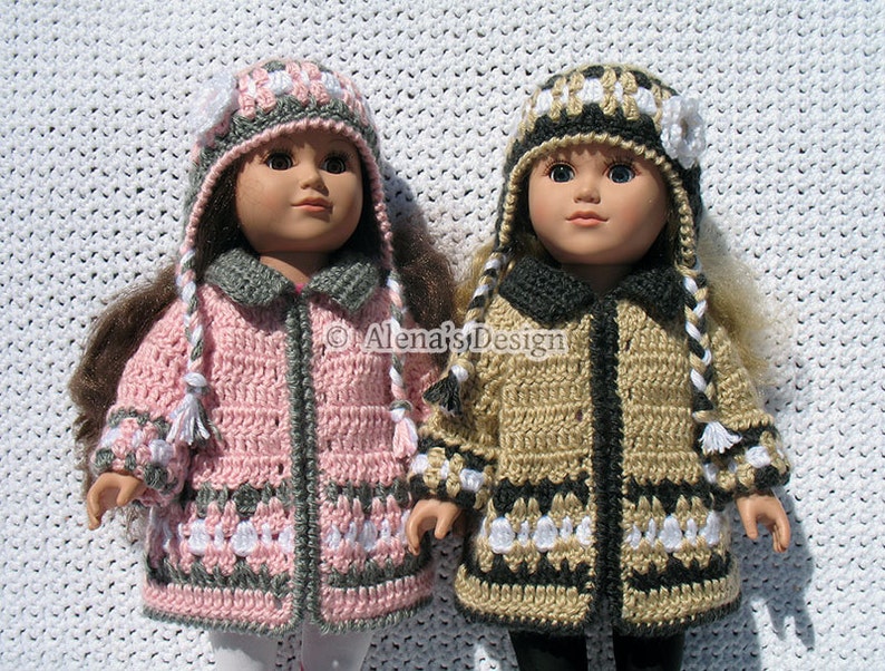 18 inch Doll Clothes Crochet Patterns American Doll Crochet Pattern Jacket Boots Ear Flap Hat Dolls Sweater Christmas Gift for Girl image 3