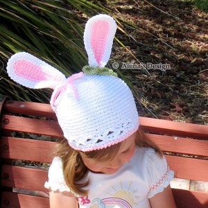 Crochet Pattern 012 Bunny Hat Pattern Baby Girl Baby Boy Toddler Child Hat with Bunny Ears White Beanie Easter Spring Christmas Gift image 3