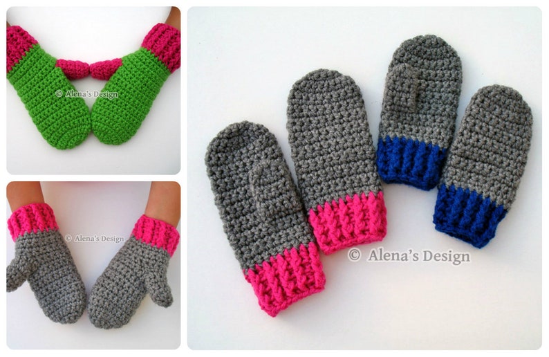 Crochet Mitten Pattern 104 for Childrens Mittens Abby in four sizes Mittens Patterns Crochet Glove Pattern Kids Mittens Toddler Child image 10