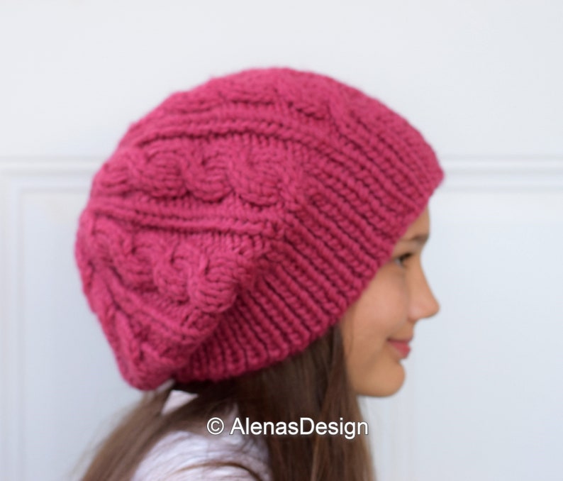 Cabled Hat Pattern Chunky Knit Beanie Pattern Slouchy Hat - Etsy