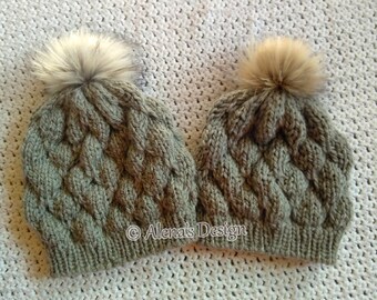 Knitting Hat Pattern 095 Slouchy Beanie Hat Bow Hat Toddler Children Teens Adults Girls Women
