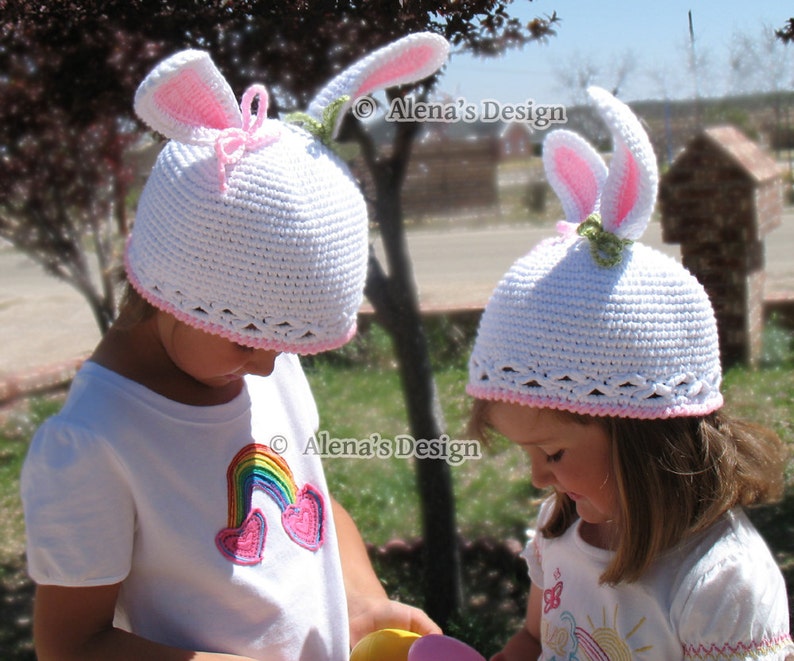 Crochet Pattern 012 Bunny Hat Pattern Baby Girl Baby Boy Toddler Child Hat with Bunny Ears White Beanie Easter Spring Christmas Gift image 2