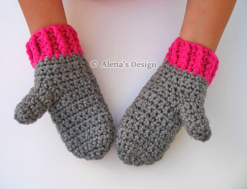 Crochet Mitten Pattern 104 for Childrens Mittens Abby in four sizes Mittens Patterns Crochet Glove Pattern Kids Mittens Toddler Child image 4