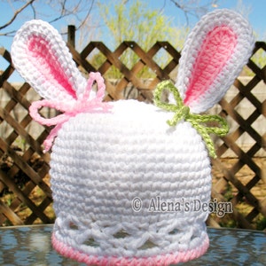 Crochet Pattern 012 Bunny Hat Pattern Baby Girl Baby Boy Toddler Child Hat with Bunny Ears White Beanie Easter Spring Christmas Gift image 5