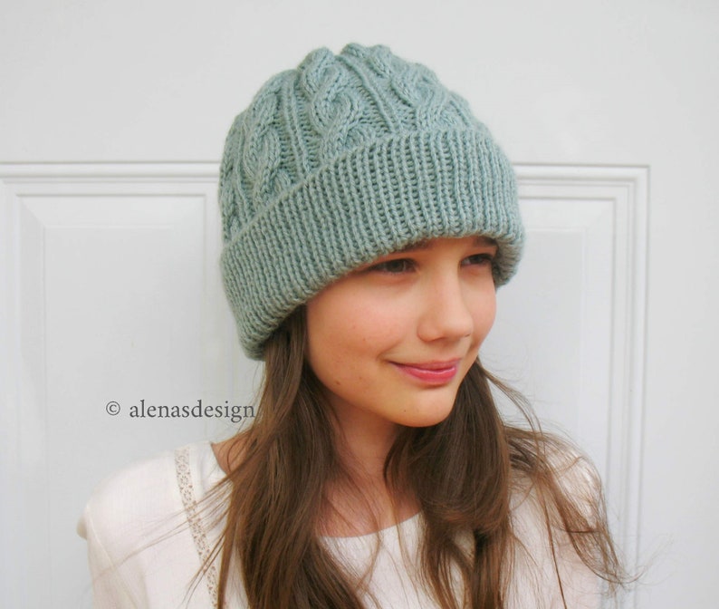 Knit Hat Pattern Cabled Hat Pattern Slouchy Beanie Pattern - Etsy