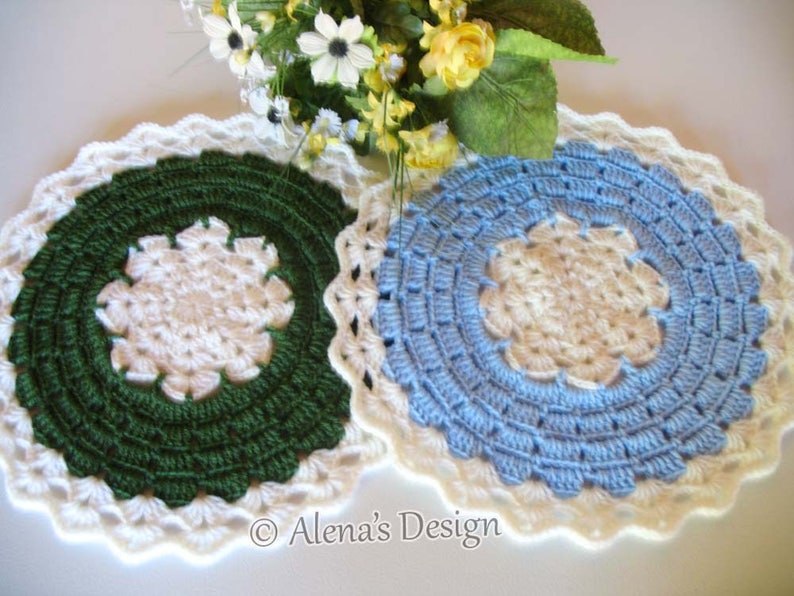 Crochet Placemat Pattern 191 Blue Winter Placemat Crochet Etsy