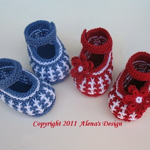 Knitting Shoe Pattern Knitting Pattern 032 Mary Jane Shoes Baby Knitting Patterns Newborn Baby Boys Baby Girls Red Blue Baby Shower image 1