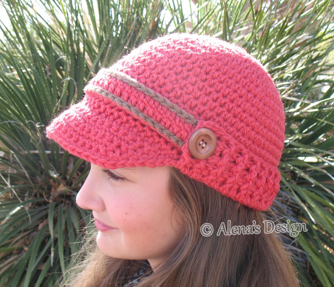 Crochet Hat Pattern Visor Beanie With Ribbed Brim Newsboy Cap