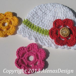 Crochet Hat Pattern 080 Baby Hat with Flower Hat Crochet Pattern Crochet Baby Pattern Lace Hat Pattern Easter Summer Hat