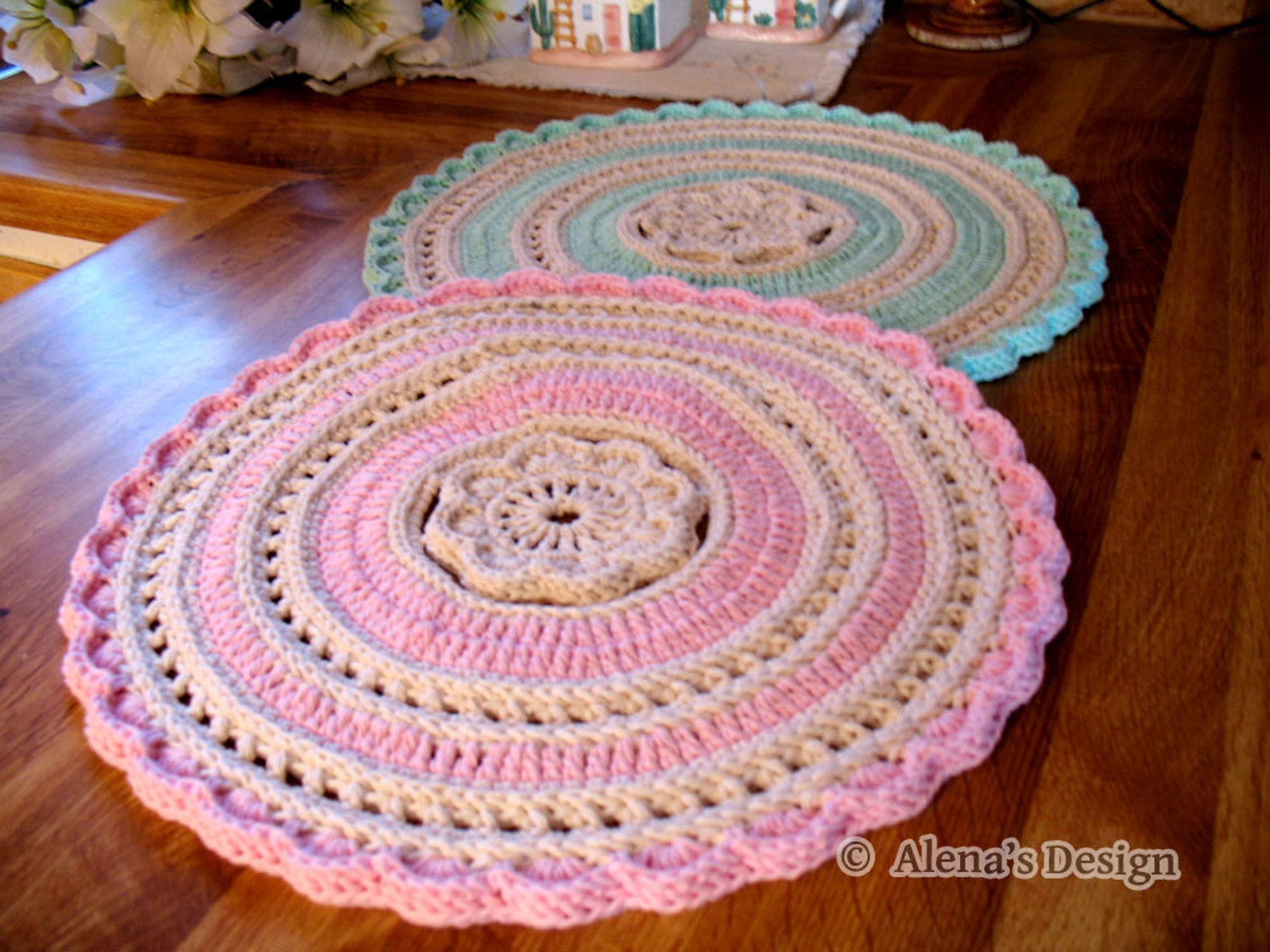 Crochet Placemat Pattern 156 Graceful Flower Placemat Etsy