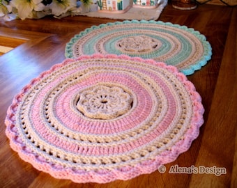 Graceful Flower Placemat Crochet Pattern 156, Crochet Doily Pattern, Round Placemat, Home Decor Pattern