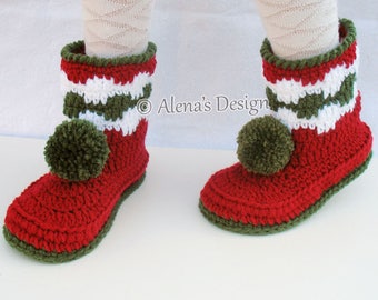 Crochet Pattern 066 | Christmas Children's Pom-Pom Boots
