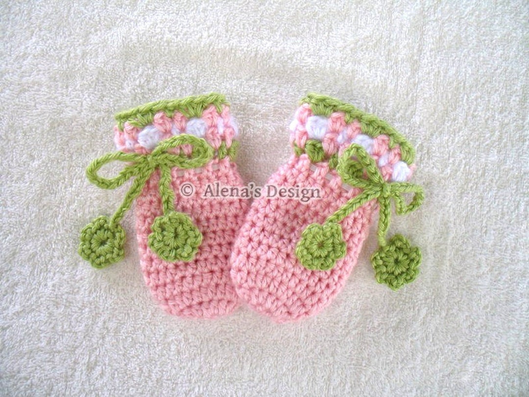 Crochet Pattern 036 Blossom Baby Mittens Thumb-less Mitten Pattern