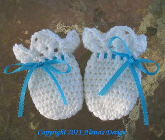 Crochet Pattern 044 Baby Thumb-less Lace Cuff Mittens Crochet - Main Image