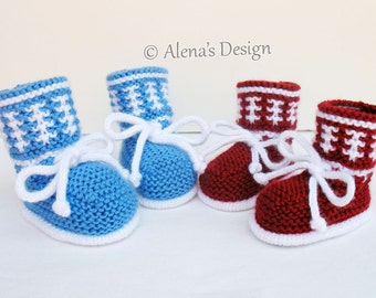 Knitting Pattern 033 Knitting Booties Pattern Baby Booties Knitting Patterns High-Top Baby Booties Newborn Baby Boys Baby Girls Red Blue