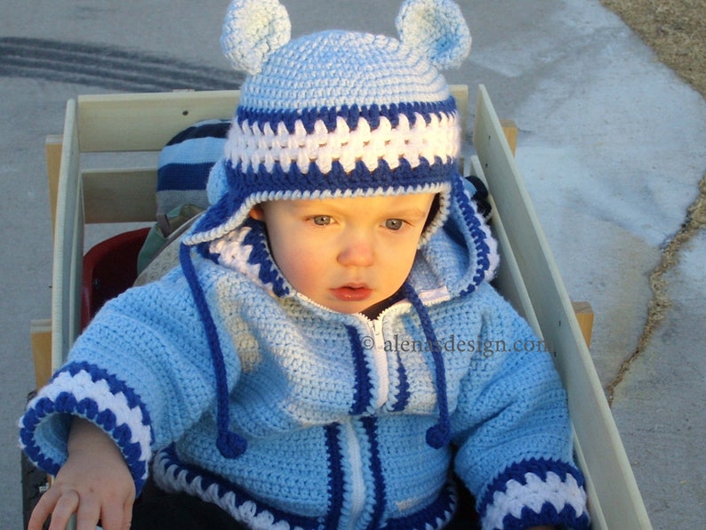 Crochet Pattern 002 Hat with Bear Ears Blue Bear Hat Earflap Hat Baby Boy Baby Girl Toddler Child Adult Winter Hat Animal Hat image 4