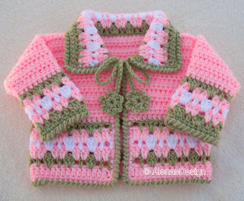 Crochet Pattern 045 Blossom Baby Jacket 3, 6, 12, 24 months Baby Jacket Toddler Sweater Baby Girl Doll Winter Sweater Cardigan Coat image 2