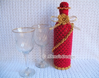 Crochet Pattern 121 - Crochet Wine Bottle Cover Pattern - 750 ml Wine Bottle Cover Pattern - Gift - Birthday - Wedding - Special Occasions