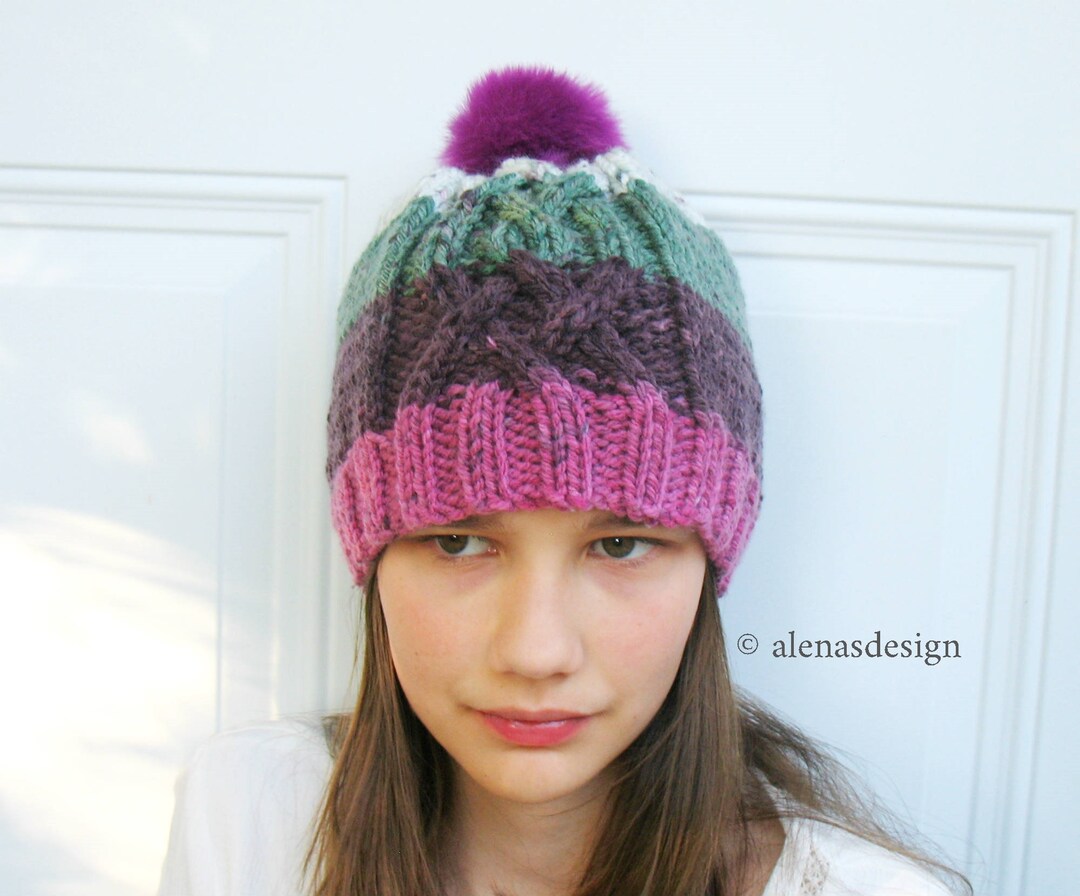 Cable Knit Hat Pattern, Cabled Hat Pattern, Slouchy Beanie Pattern ...