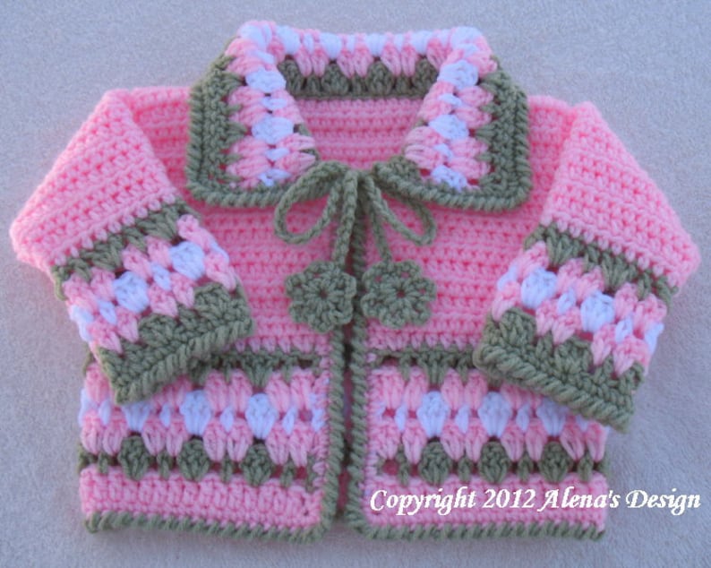 Crochet Pattern 045 Blossom Baby Jacket 3, 6, 12, 24 months Baby Jacket Toddler Sweater Baby Girl Doll Winter Sweater Cardigan Coat image 4