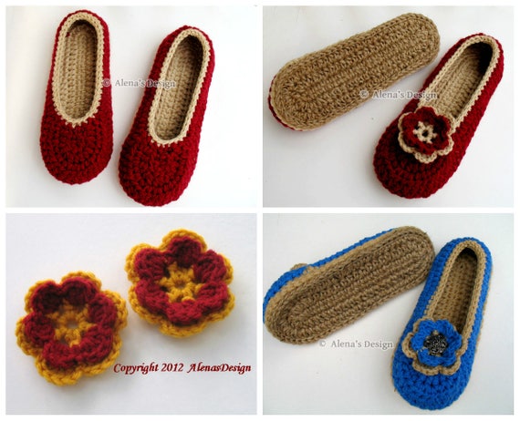 Crochet Pattern 143 Women s Slippers With Flower Crochet Slipper Pattern House Shoes Pattern Etsy Canada
