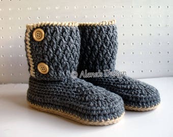 Crochet Pattern 114 Two-Button Children's Boots, Crochet Slipper Pattern, Winter Girl's Boy's Booties, Christmas Gift